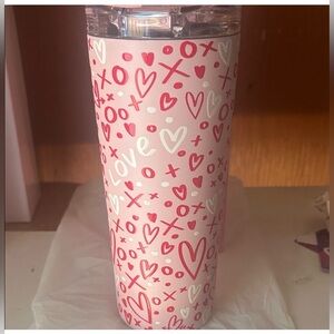 Valentines Day Pink  Love Tumbler with Hearts
